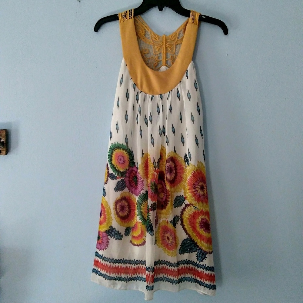 Floral Dress Butterfly Lace Back